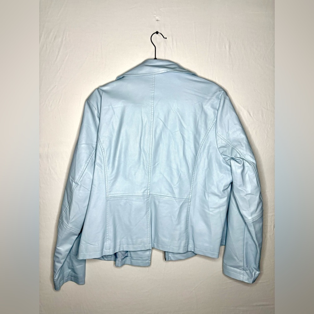 Bagatelle Pale Blue Faux Leather Jacket - Picture 6 of 8